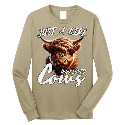 Funny Cute Highland Cow Just A Girl Who Loves Cows Long Sleeve Shirt