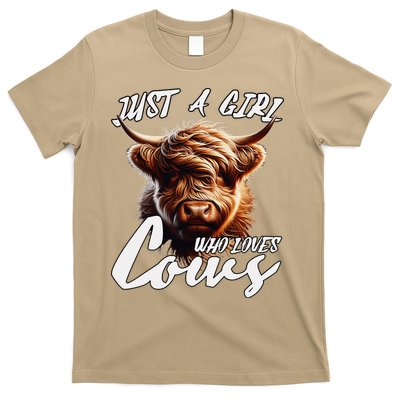 Funny Cute Highland Cow Just A Girl Who Loves Cows T-Shirt