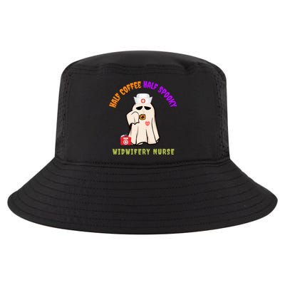 Funny Cute Half Coffee Half Spooky Halloween Midwife Nurse Gift Cool Comfort Performance Bucket Hat