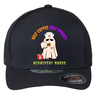 Funny Cute Half Coffee Half Spooky Halloween Midwife Nurse Gift Flexfit Unipanel Trucker Cap