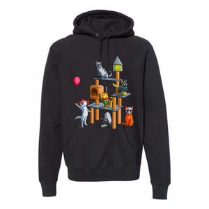 Funny Cat Horror Movies Cute Halloween For Cat Kitty Lovers Premium Hoodie