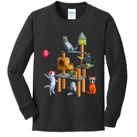 Funny Cat Horror Movies Cute Halloween For Cat Kitty Lovers Kids Long Sleeve Shirt