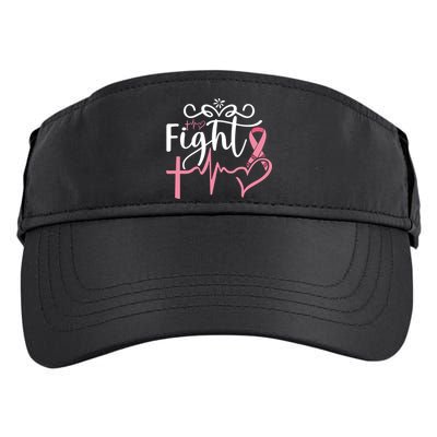 Fight Cross Heartbeat Pink Ribbon Breast Cancer Adult Drive Performance Visor