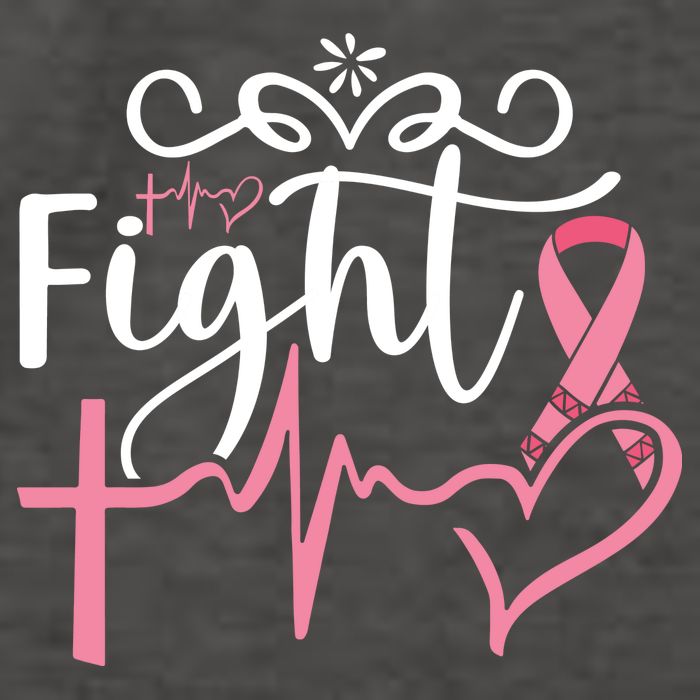 Fight Cross Heartbeat Pink Ribbon Breast Cancer Vector Backpack