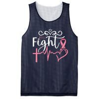 Fight Cross Heartbeat Pink Ribbon Breast Cancer Mesh Reversible Basketball Jersey Tank