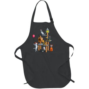 Funny Cat Horror Movies Cute Halloween for Cat Kitty Lovers Full-Length Apron With Pockets