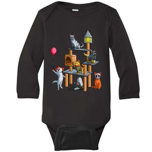 Funny Cat Horror Movies Cute Halloween for Cat Kitty Lovers Baby Long Sleeve Bodysuit