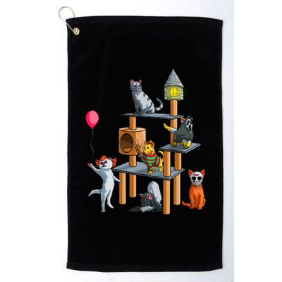 Funny Cat Horror Movies Cute Halloween for Cat Kitty Lovers Platinum Collection Golf Towel