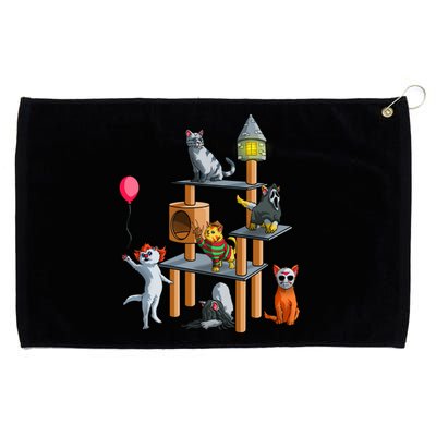 Funny Cat Horror Movies Cute Halloween for Cat Kitty Lovers Grommeted Golf Towel