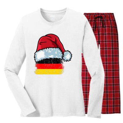 Funny Christmas Hat For Happy Germany Costume Women's Long Sleeve Flannel Pajama Set 