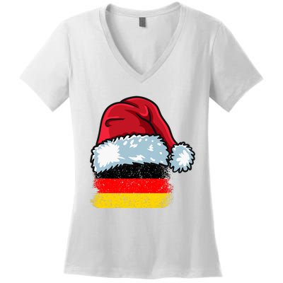 Funny Christmas Hat For Happy Germany Costume Women's V-Neck T-Shirt