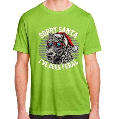 Funny Christmas Horse Saying Sorry Santa IVe Been Feral Cool Gift Adult ChromaSoft Performance T-Shirt