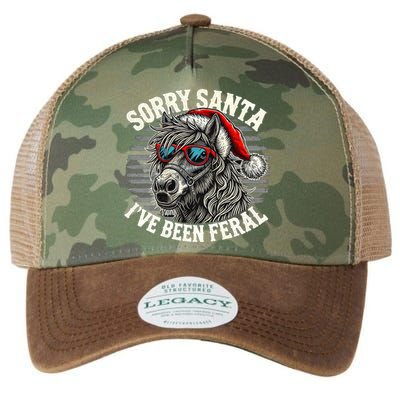 Funny Christmas Horse Saying Sorry Santa IVe Been Feral Cool Gift Legacy Tie Dye Trucker Hat