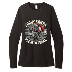 Funny Christmas Horse Saying Sorry Santa IVe Been Feral Cool Gift Womens CVC Long Sleeve Shirt