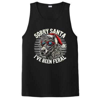 Funny Christmas Horse Saying Sorry Santa IVe Been Feral Cool Gift PosiCharge Competitor Tank