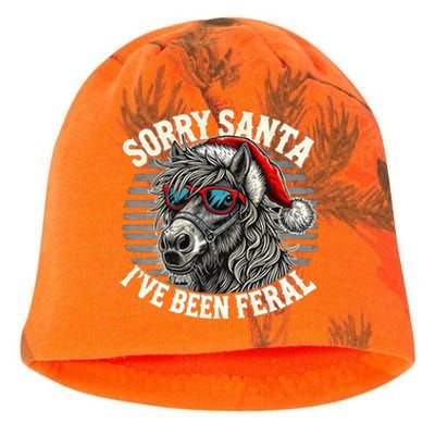 Funny Christmas Horse Saying Sorry Santa IVe Been Feral Cool Gift Kati - Camo Knit Beanie