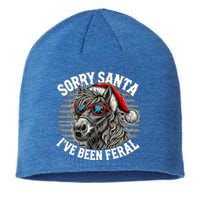 Funny Christmas Horse Saying Sorry Santa IVe Been Feral Cool Gift Sustainable Beanie