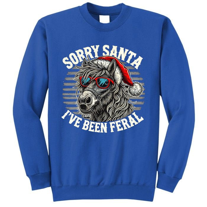 Funny Christmas Horse Saying Sorry Santa IVe Been Feral Cool Gift Tall Sweatshirt