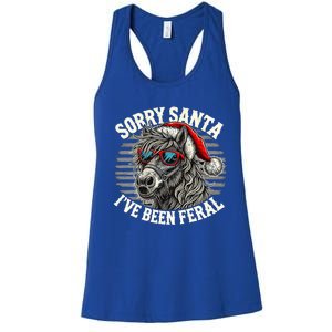 Funny Christmas Horse Saying Sorry Santa IVe Been Feral Cool Gift Women's Racerback Tank