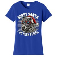 Funny Christmas Horse Saying Sorry Santa IVe Been Feral Cool Gift Women's T-Shirt