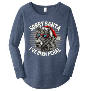 Funny Christmas Horse Saying Sorry Santa IVe Been Feral Cool Gift Women's Perfect Tri Tunic Long Sleeve Shirt