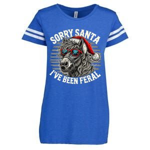 Funny Christmas Horse Saying Sorry Santa IVe Been Feral Cool Gift Enza Ladies Jersey Football T-Shirt