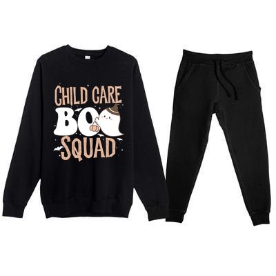 Funny Cute Halloween Care Boo Squad Costume Teacher Cool Gift Premium Crewneck Sweatsuit Set