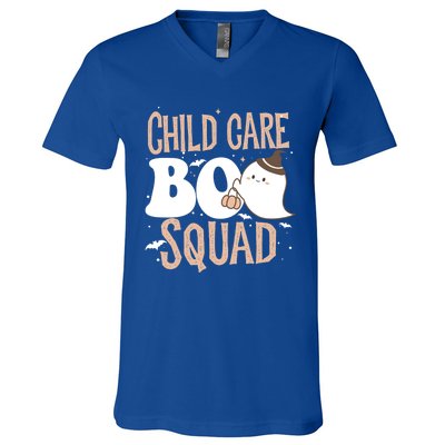 Funny Cute Halloween Care Boo Squad Costume Teacher Cool Gift V-Neck T-Shirt