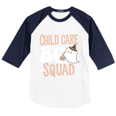 Funny Cute Halloween Care Boo Squad Costume Teacher Cool Gift Baseball Sleeve Shirt