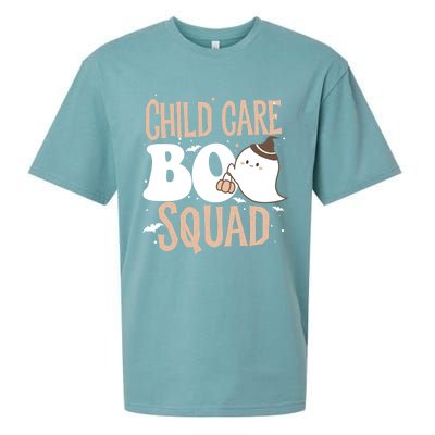 Funny Cute Halloween Care Boo Squad Costume Teacher Cool Gift Sueded Cloud Jersey T-Shirt