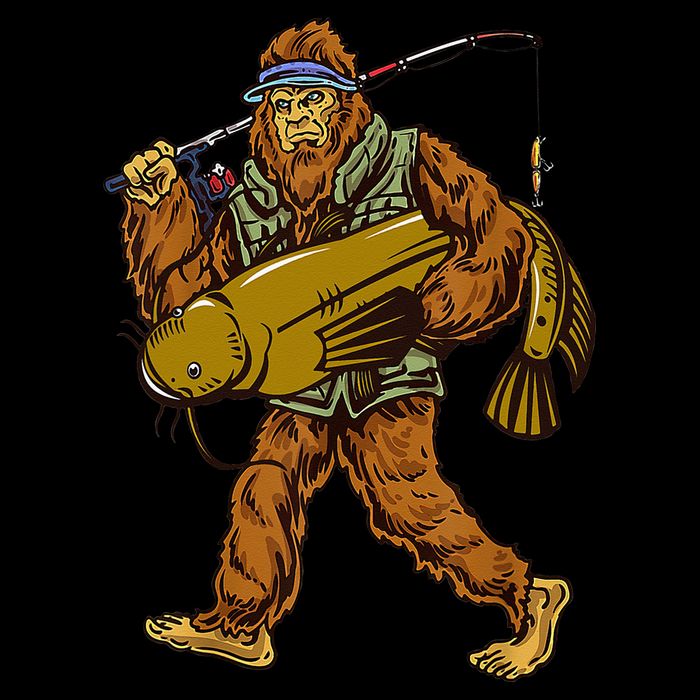 Fishing Catfish Hunting Bigfoot Sasquatch Fishermen Cooling Performance Crew T-Shirt