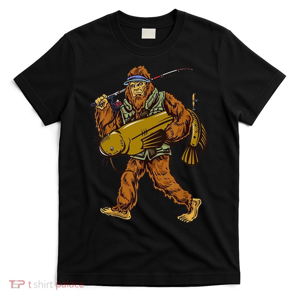 Fishing Catfish Hunting Bigfoot Sasquatch Fishermen T-Shirt