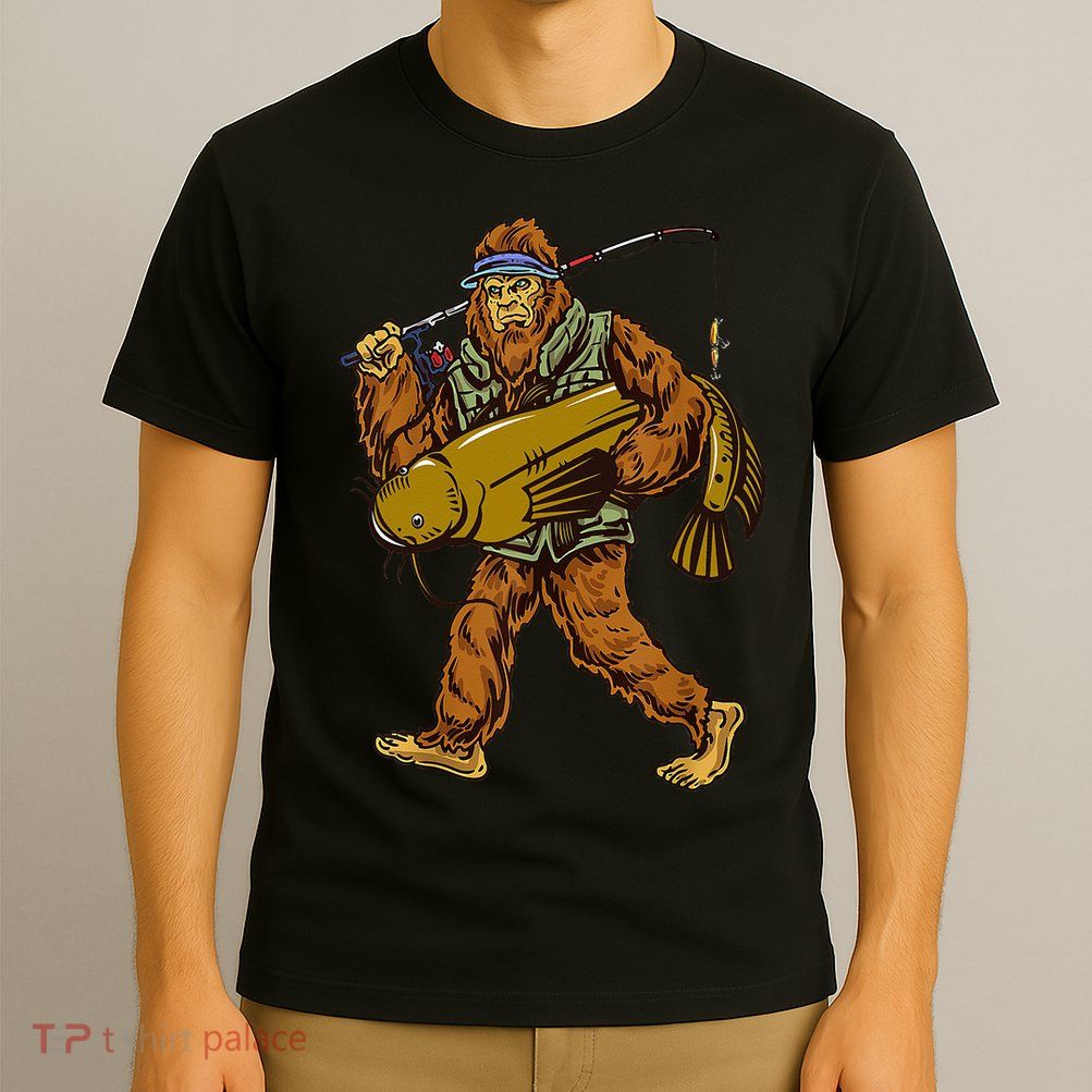 Fishing Catfish Hunting Bigfoot Sasquatch Fishermen T-Shirt