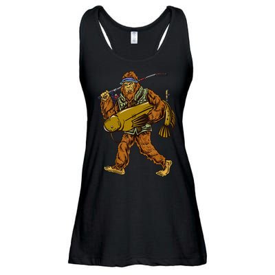 Fishing Catfish Hunting Bigfoot Sasquatch Fishermen Ladies Essential Flowy Tank
