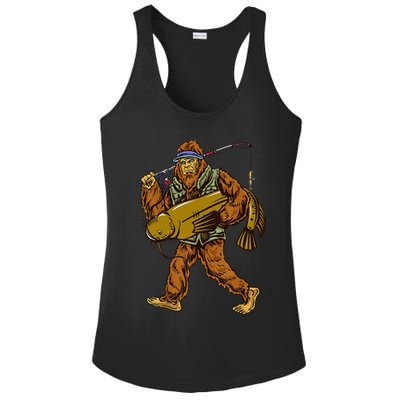 Fishing Catfish Hunting Bigfoot Sasquatch Fishermen Ladies PosiCharge Competitor Racerback Tank