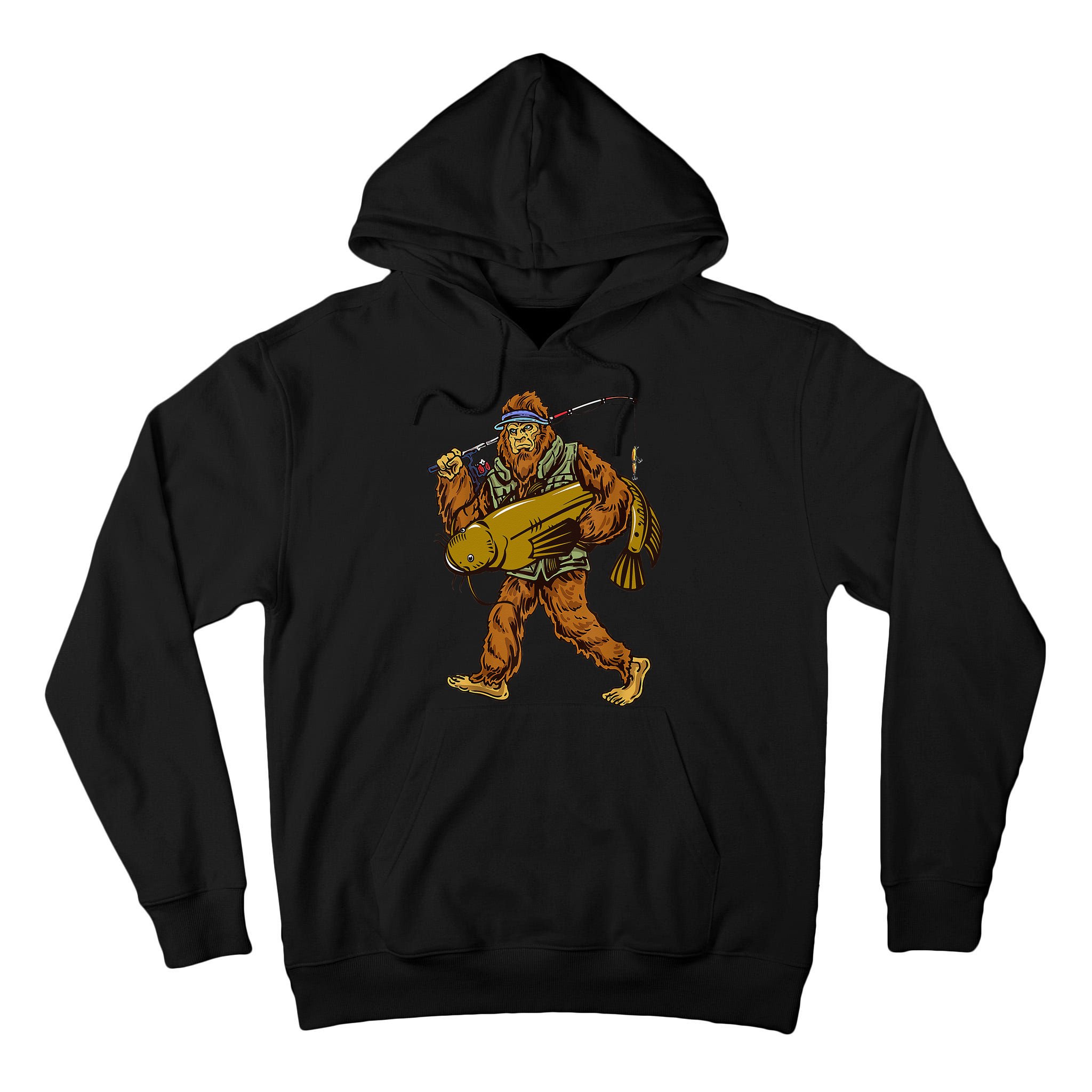 Fishing Catfish Hunting Bigfoot Sasquatch Fishermen Tall Hoodie