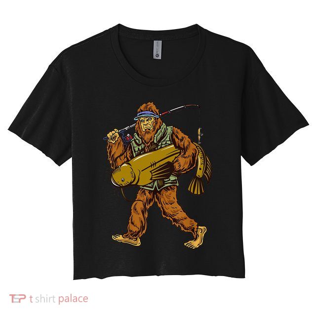 Fishing Catfish Hunting Bigfoot Sasquatch Fishermen Crop Top