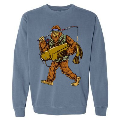 Fishing Catfish Hunting Bigfoot Sasquatch Fishermen Garment-Dyed Sweatshirt
