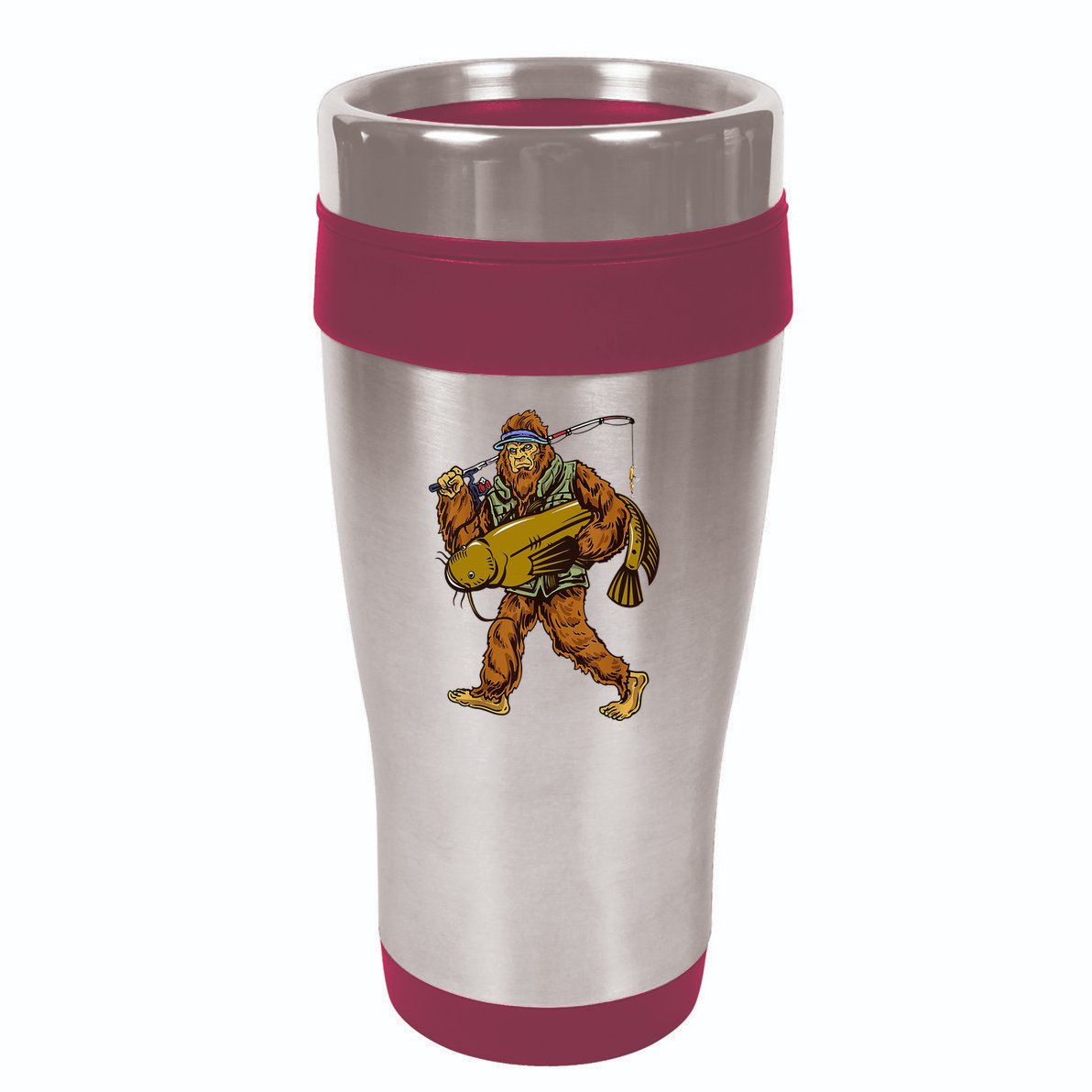 Fishing Catfish Hunting Bigfoot Sasquatch Fishermen 16oz Travel Tumbler