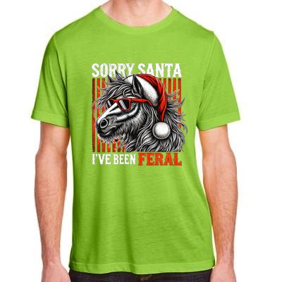 Funny Christmas Horse Saying Sorry Santa IVe Been Feral Gift Adult ChromaSoft Performance T-Shirt