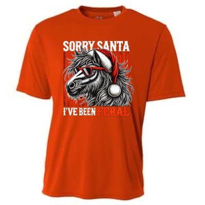 Funny Christmas Horse Saying Sorry Santa IVe Been Feral Gift Cooling Performance Crew T-Shirt