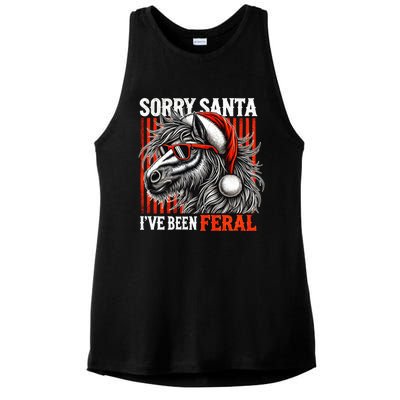 Funny Christmas Horse Saying Sorry Santa IVe Been Feral Gift Ladies PosiCharge Tri-Blend Wicking Tank