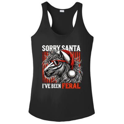 Funny Christmas Horse Saying Sorry Santa IVe Been Feral Gift Ladies PosiCharge Competitor Racerback Tank