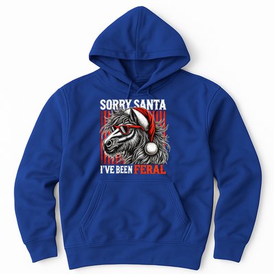 Funny Christmas Horse Saying Sorry Santa IVe Been Feral Gift Hoodie