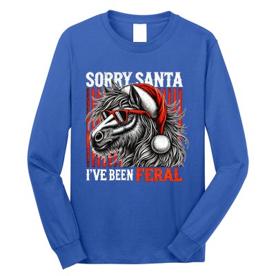 Funny Christmas Horse Saying Sorry Santa IVe Been Feral Gift Long Sleeve Shirt