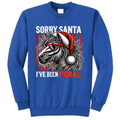 Funny Christmas Horse Saying Sorry Santa IVe Been Feral Gift Sweatshirt