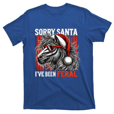 Funny Christmas Horse Saying Sorry Santa IVe Been Feral Gift T-Shirt