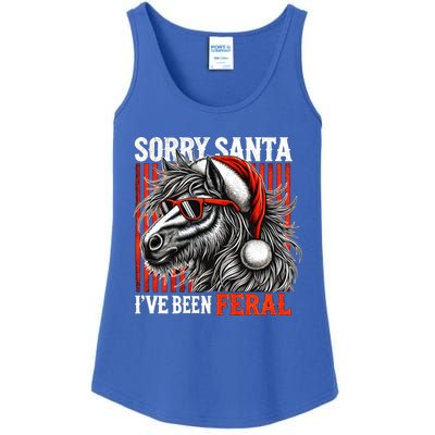 Funny Christmas Horse Saying Sorry Santa IVe Been Feral Gift Ladies Essential Tank