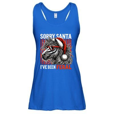 Funny Christmas Horse Saying Sorry Santa IVe Been Feral Gift Ladies Essential Flowy Tank