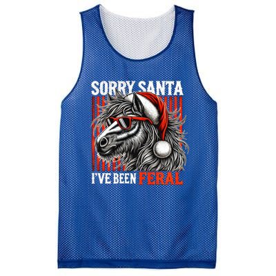 Funny Christmas Horse Saying Sorry Santa IVe Been Feral Gift Mesh Reversible Basketball Jersey Tank